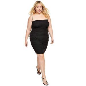 B DARLIN Plus Size Black Strappy Bungee-Strap Square-Neck Bodycon Dress NWT
